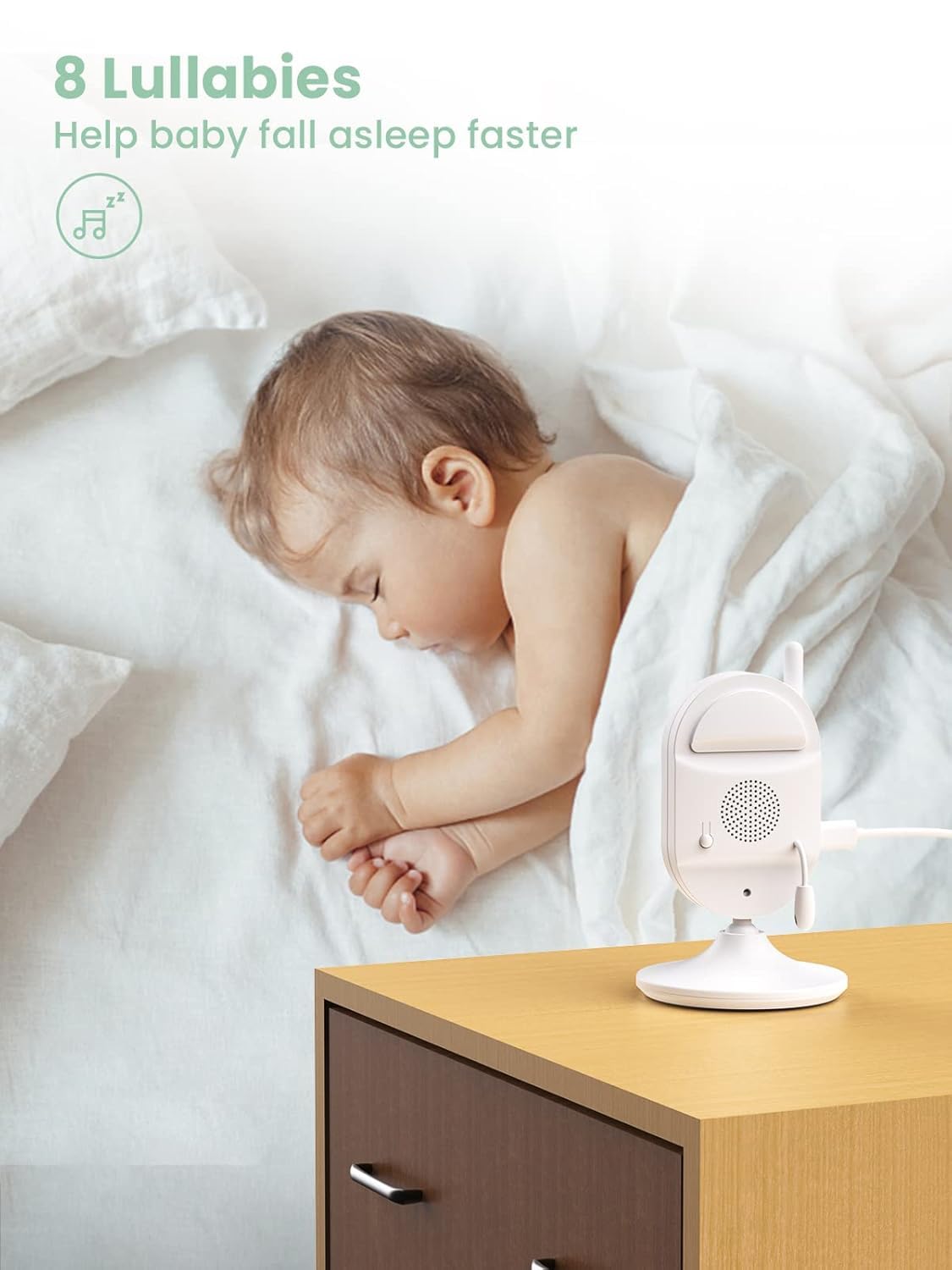 YOTON Baby Camera Monitor, Baby Monitor with Camera Night Vision, No WiFi, 1.8m USB-C Charging Cable, 2.4" Screen, 2-Way Talk, Feeding Reminder Temperature Sensor and 8 Lullabies
