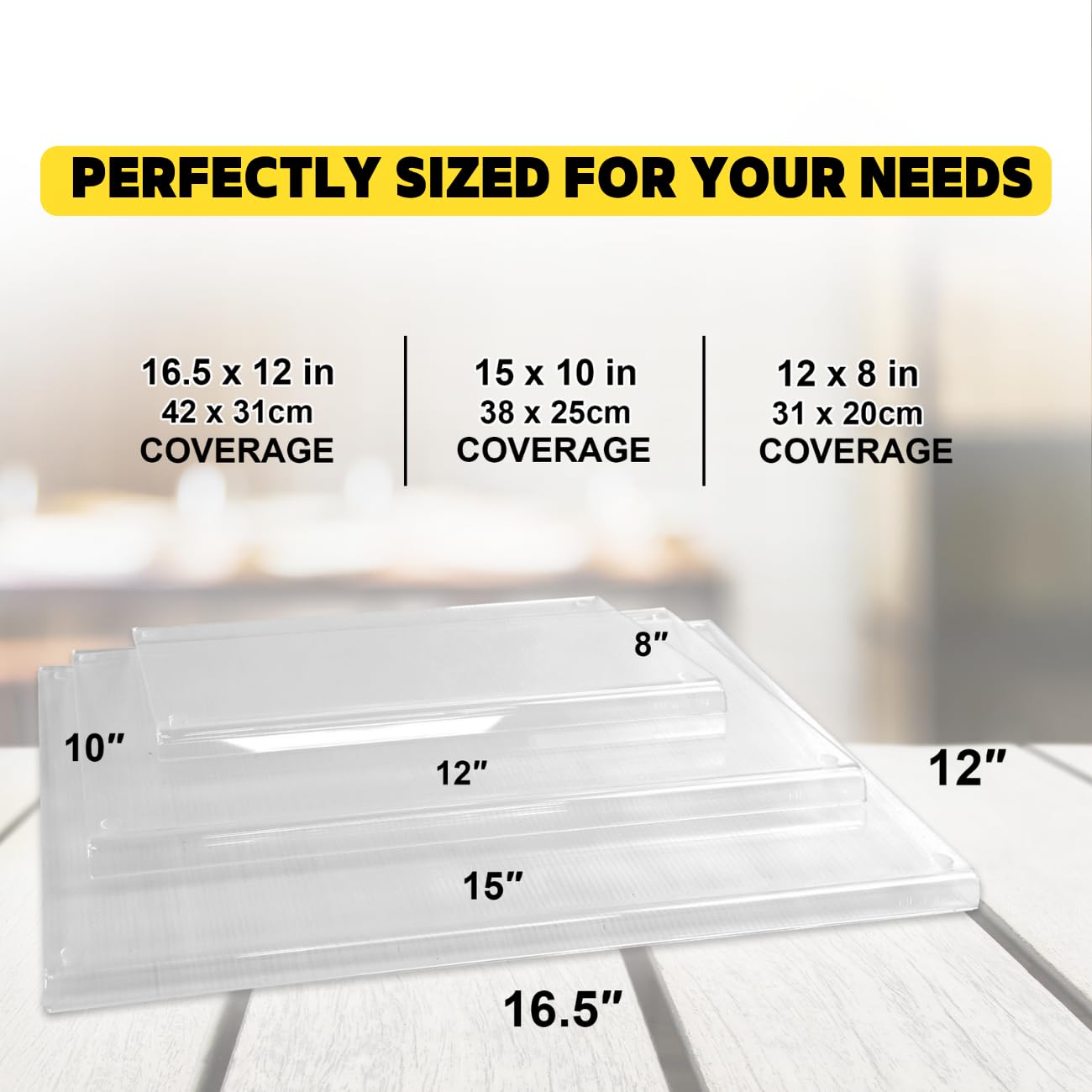 Set of 3 Acrylic Cutting Board with Counter Lip, Clear Cutting Board Set for Countertop Protector, Non-Slip Dough Mat, Minimalist Kitchen Decor, House Warming Gifts New Home(16.5"x12"/15"x10"/12"x8")
