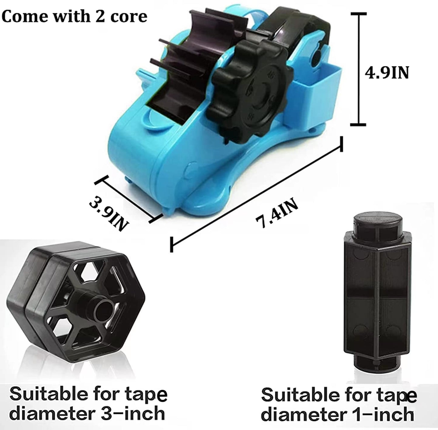 SHDSL Blue Heat Tape Dispenser Sublimation - Multiple Roll Cut Heat Tape Dispenser to PreCut Heat Transfer Tape Heat Resistant Tape, Semi-Automatic Tape Dispenser 3" & 1" Core for Scotch Tapes