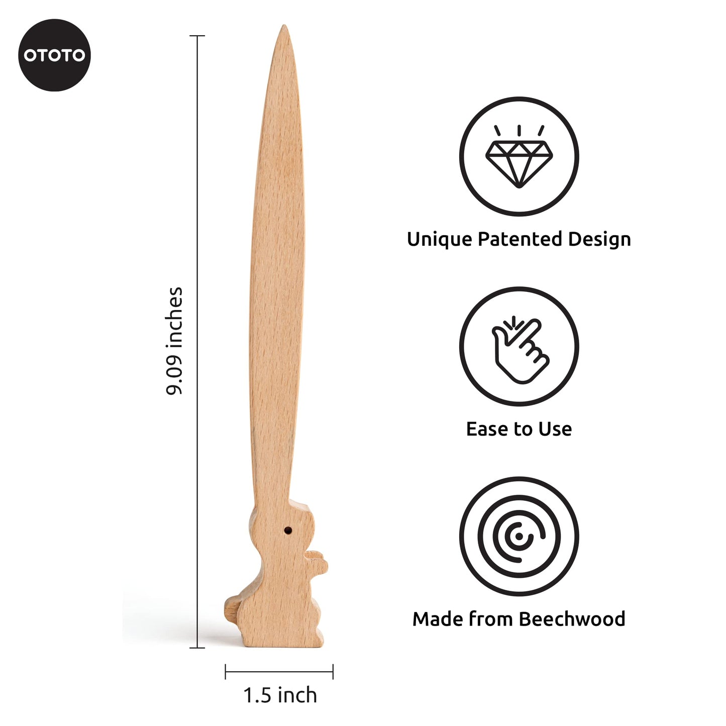 OTOTO Bernie Bunny Toaster Tongs - Rabbit, Salad Servers - Multipurpose Mini Tongs for Appetizers, Wood Utensils & Cute Kitchen Gadgets, Easter, White Elephant Gifts, Toast, Cute Kitchen Accessories