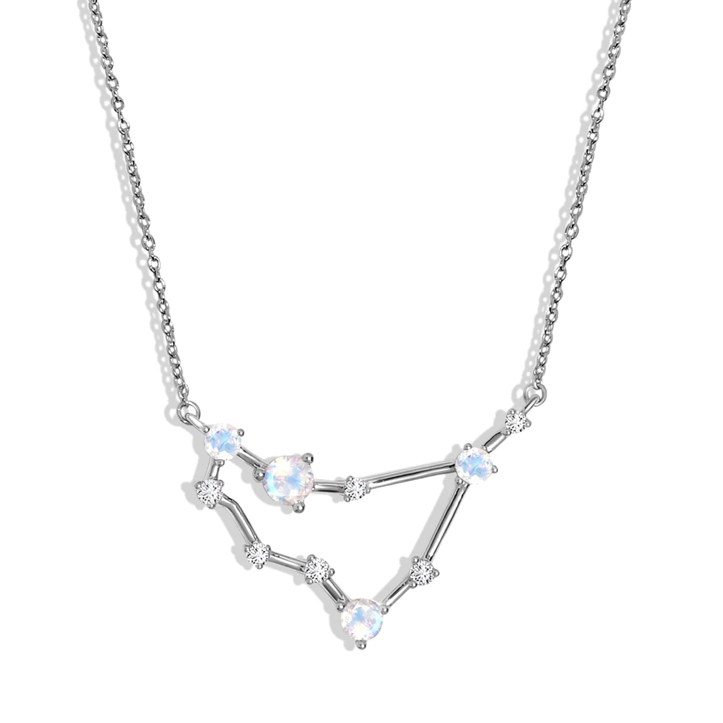 Moon Magic Moonstone Necklace - Capricorn Zodiac Constellation / 925 Sterling Silver - 18k Rose Gold - Yellow Gold Rainbow Moonstone Necklaces for Women/Authentic Rainbow Crystal Jewelry