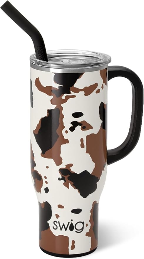 Swig Life 30oz Mega Mug, 30 oz Tumbler with Handle and Straw, Cup Holder Friendly, Dishwasher Safe, Extra Large Insulated Tumbler, Stainless Steel Water Bottle (Hayride)