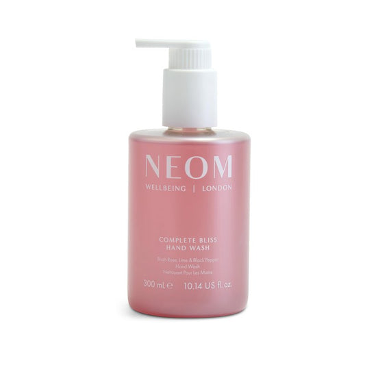Neom Complete Bliss Hand Wash, 300ml | Blush Rose, Lime & Black Pepper I Natural colour derived from gardenia fruit I 100% Recyclable Bottle I Refillable