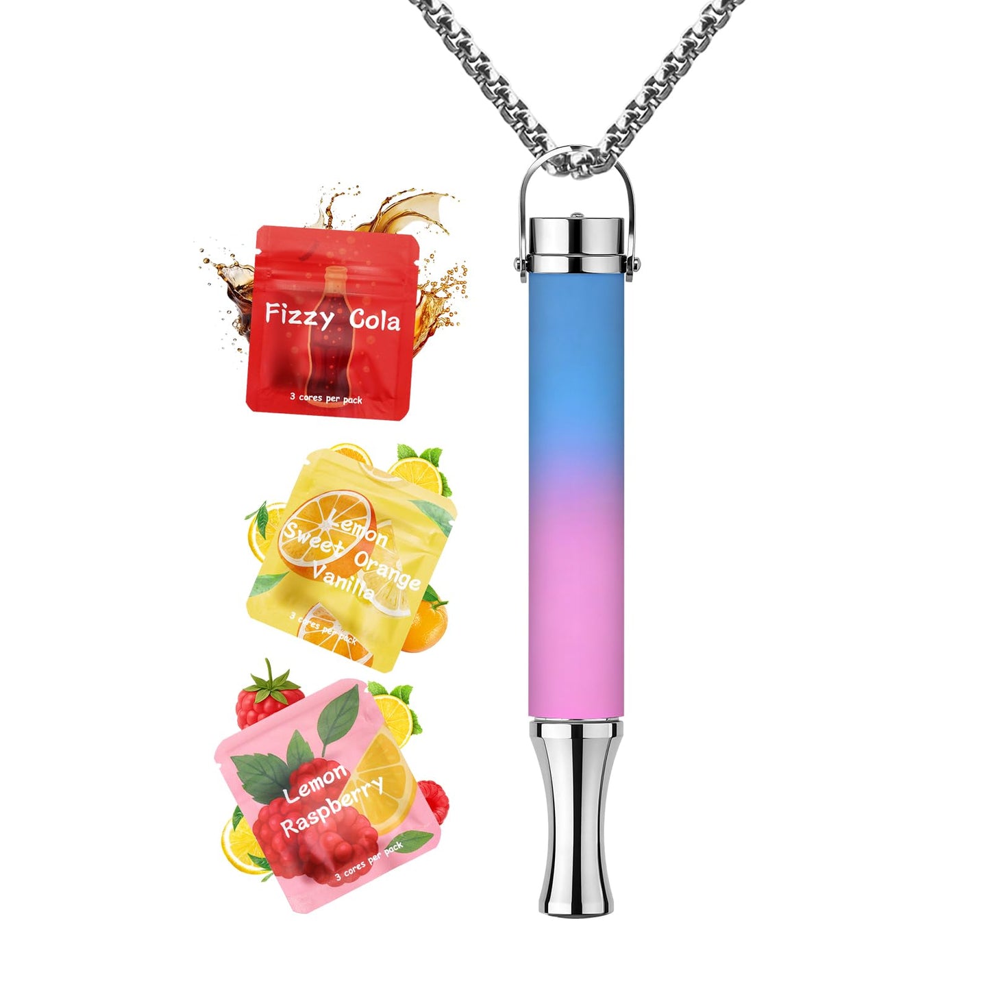 ASTOFLI Breathing Necklace For Anxiety Adults - Adjustable Air Outlet Breathe Necklaces With Flavored - Breath Free Stress Relief Device With Flavor - Meditation Gifts For Women Men