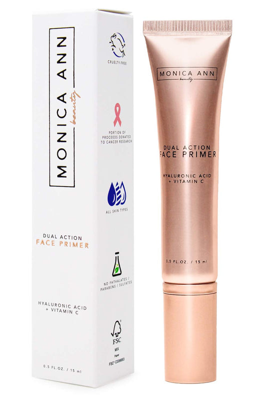 Monica Ann Beauty Dual-Action Face Primer - 15 mL | Hydrating Makeup Primer With Vitamin C & Hyaluronic Acid | Smoothing Translucent Matte Pore Minimizer | Foundation Primer For Any Skin Tone