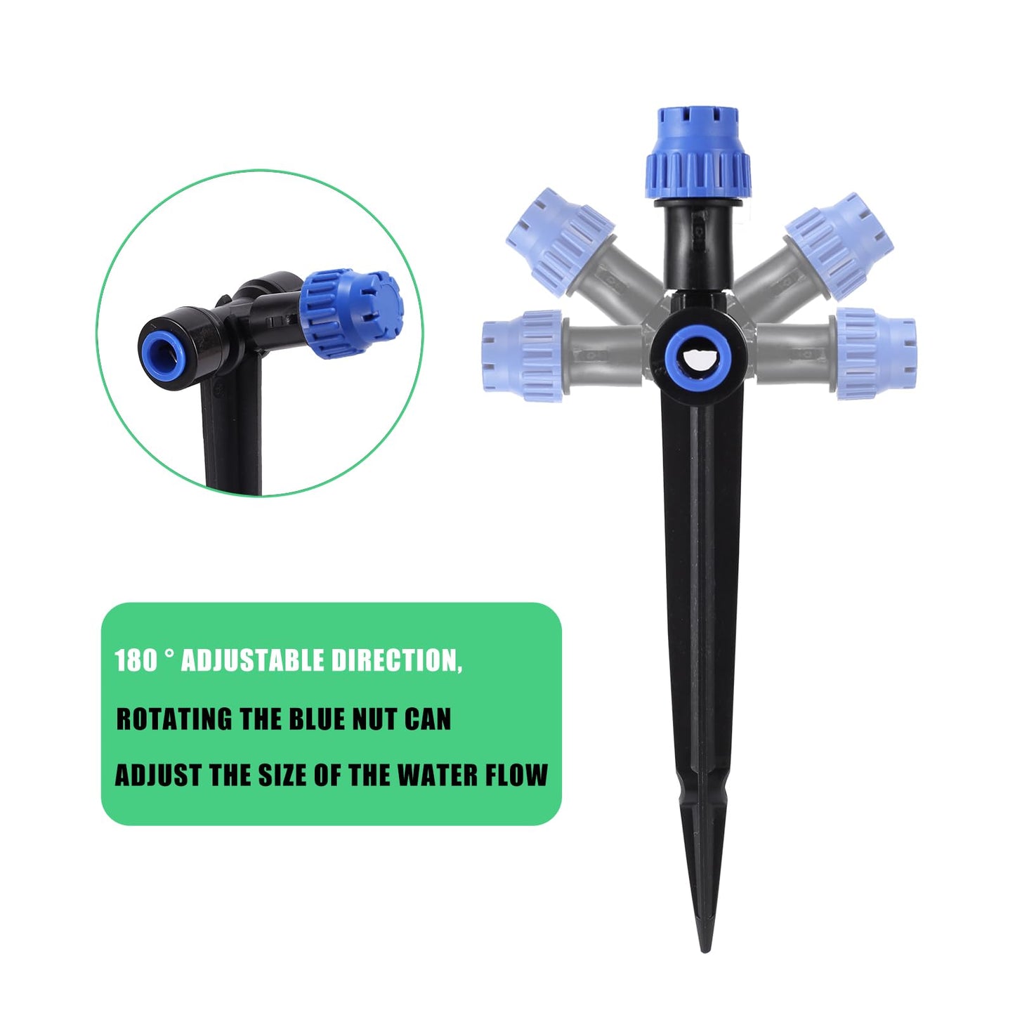 Drip Irrigation Emitters,with Adjustable 360 Degree Water Flow Drippers Emitters Push-to-Fit for 1/4 inch Tubing Garden Drippers Emitters for House Garden Watering System(12pcs- Drip)