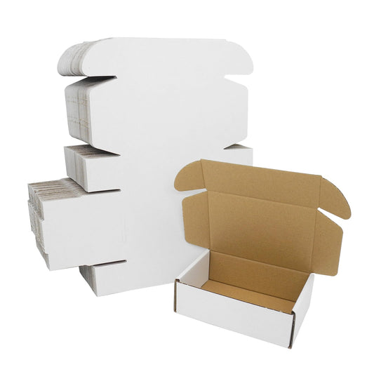 6x4x2 Shipping Boxes Pack of 50, White Corrugated Cardboard Box for Small Business Flat Literature Mailer Mailing Packaging Packing Jewelry Craft Gifts