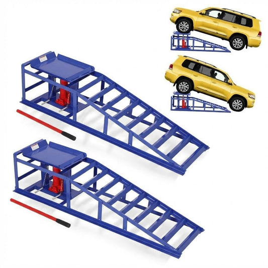 2 Pack 5 Ton 11060Lbs Hydraulic Car Ramps - Heavy Duty Vehicle Lift Ramps for Oil Changes & Garage Repair, Portable Auto Service Ramps for Home Garage, Blue