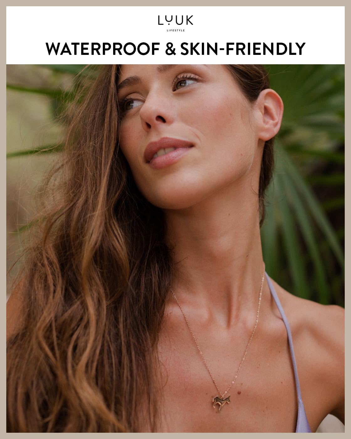 LUUK LIFESTYLE Waterproof Donkey|LLama pendant necklace, 19in adjustable, sturdy thin chain, tarnish-free, Gift for holiday season, women, sister, friend, daughter, vacation dainty trendy aesthetic