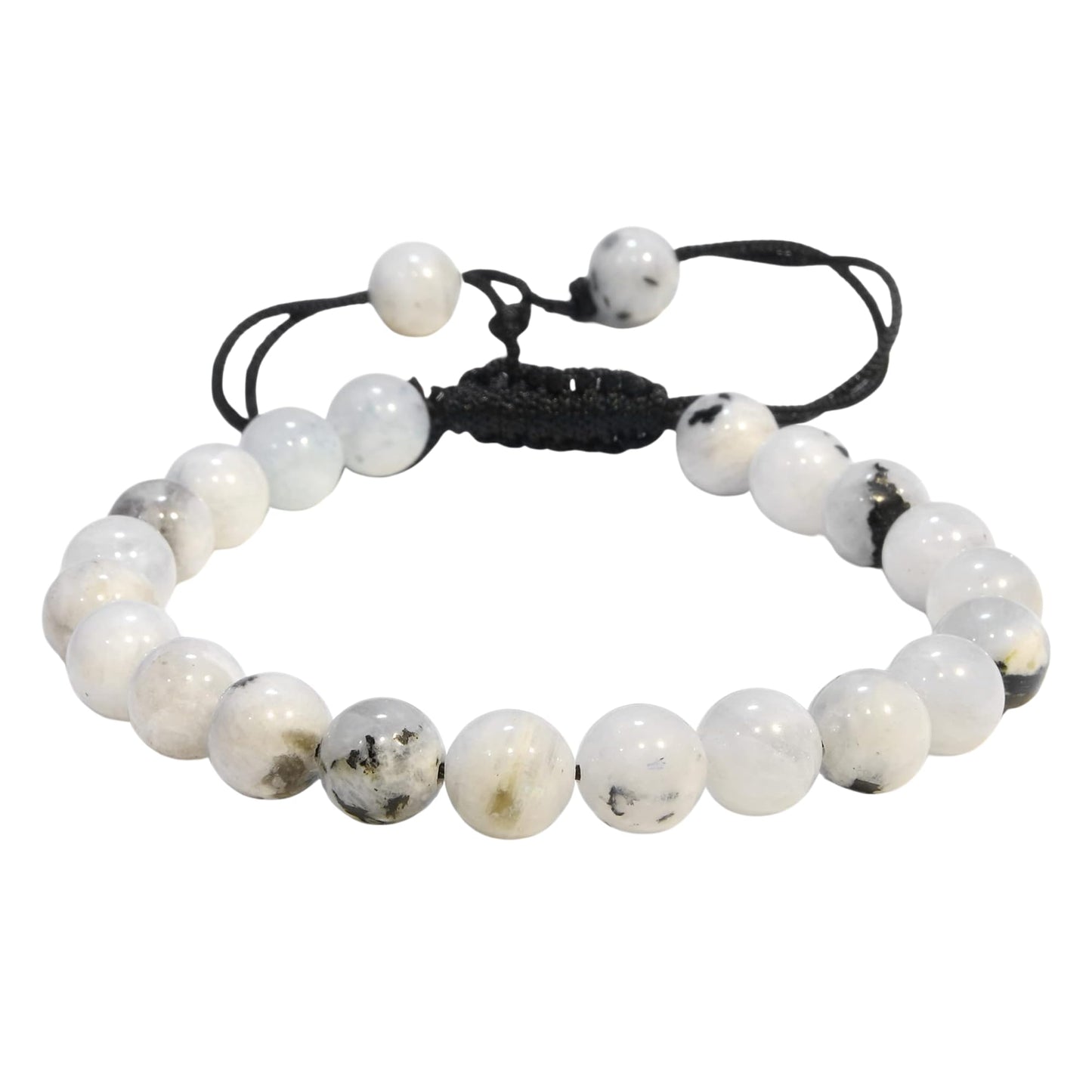 ANAYA AGATE Healing Crystal Bracelet – Chic Gemstone Bracelet for Men and Women – 8mm Round Bead Bracelets for Spiritual Healing, Protection, Positive Energy - Rainbow Moonstone