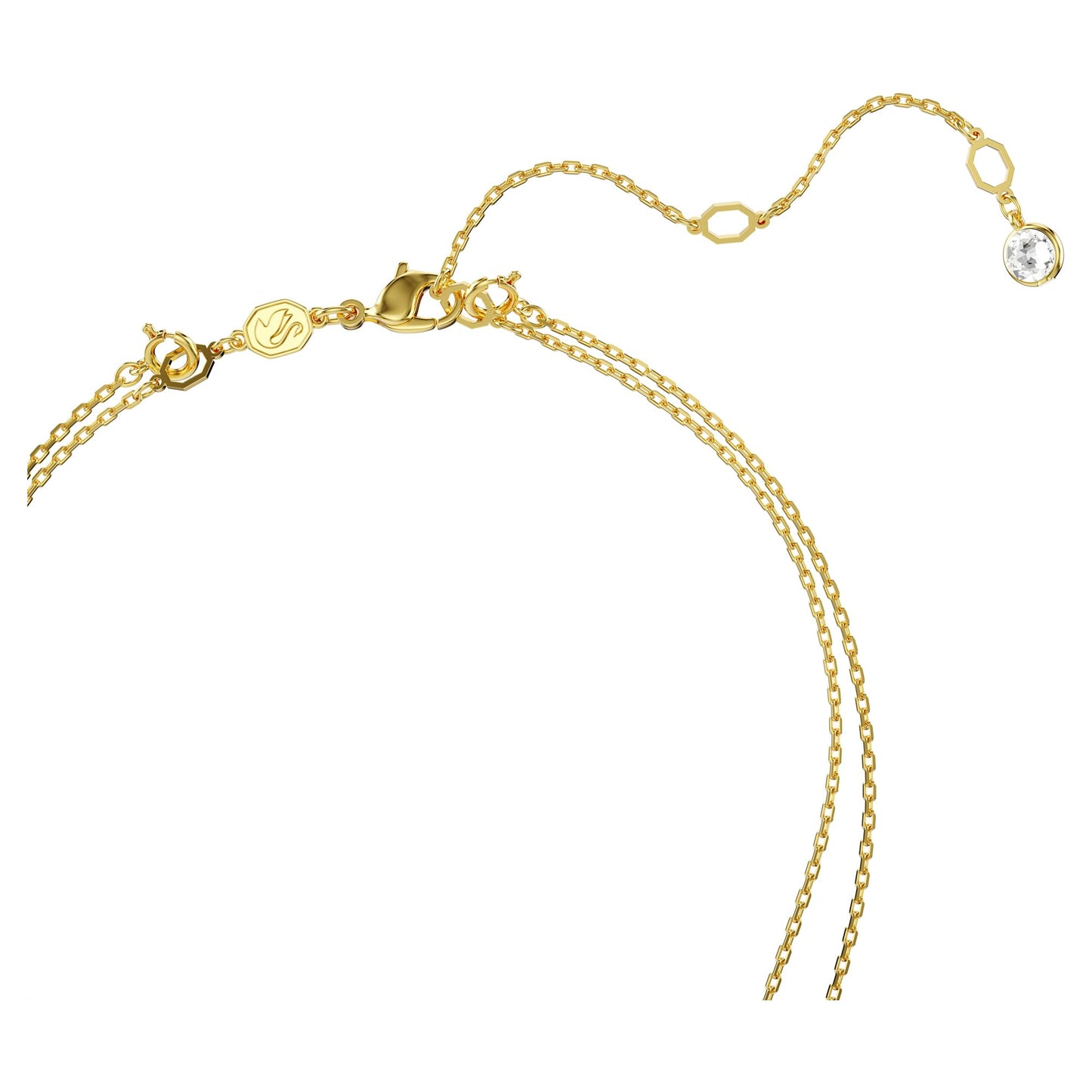 Swarovski Sublima Layered Pendant Necklace, Meteor Motif with Snow Pavé of Clear Round-Cut Crystals in a Gold-Tone Finished Setting, Part of the Sublima Collection