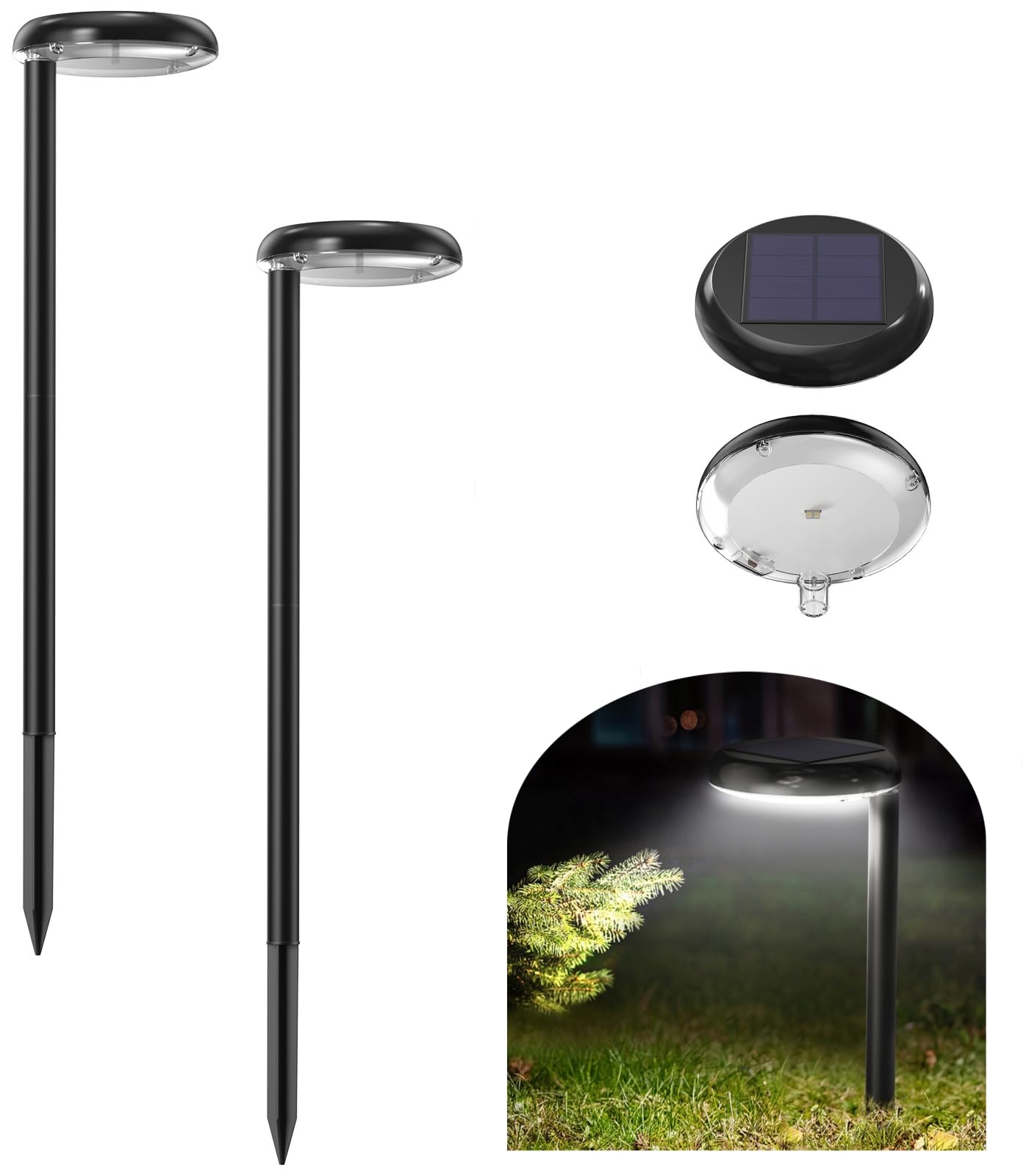 VWCYL+ Solar Pathway Lights - Super Bright 300 Lumens with 2-in-1 Warm White & Daylight Color, Solar Path Lights for Pathway, Sidewalk, Driveway, Garden,Parterre etc,Landscape Lighting (2-Pack)