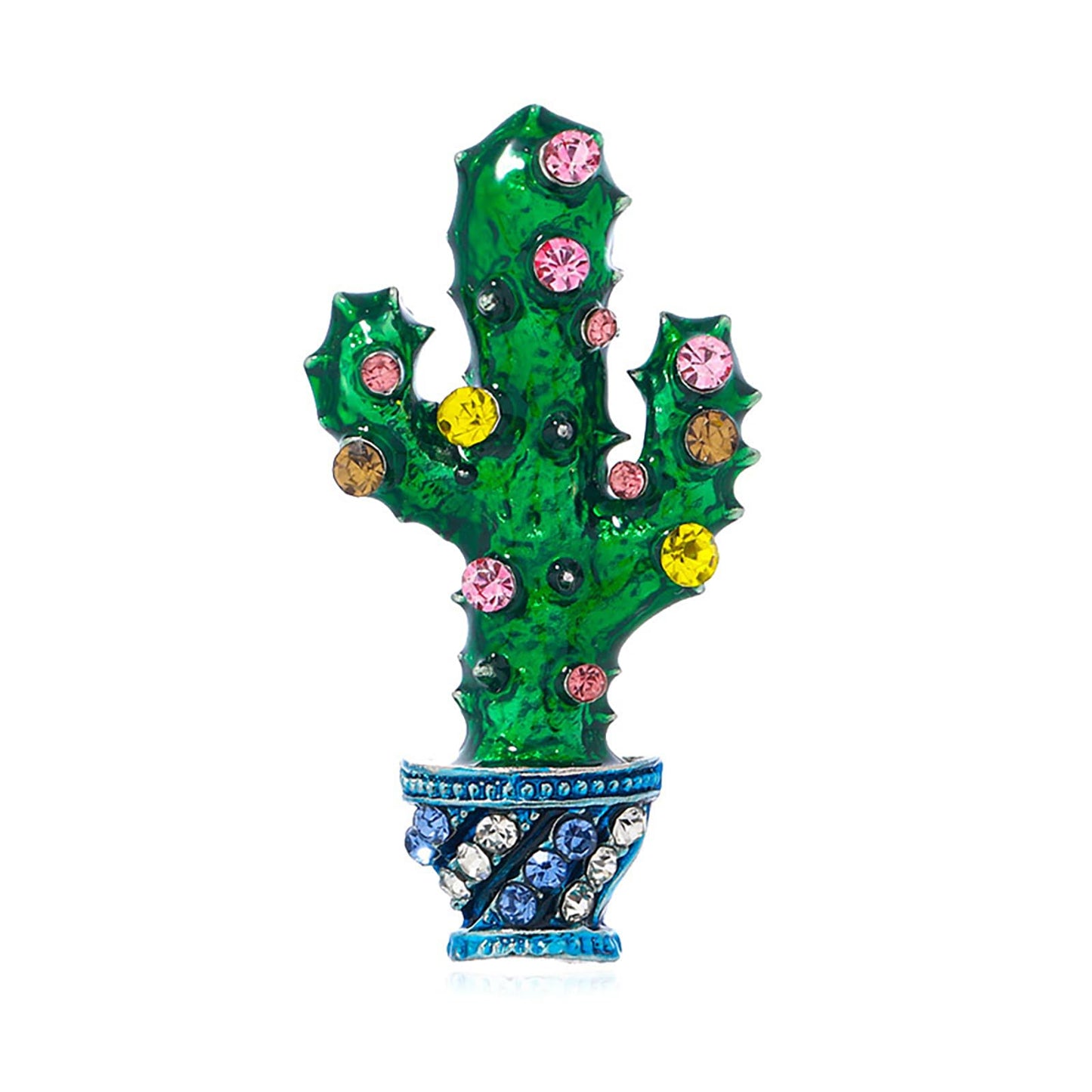 Cactus Brooch Pin for Women Rhinestone Crystal Lapel Pin Sweater Scarves Hats Backpacks Corsage Accessories Dainty Green Jewelry Christmas Birthday Gifts