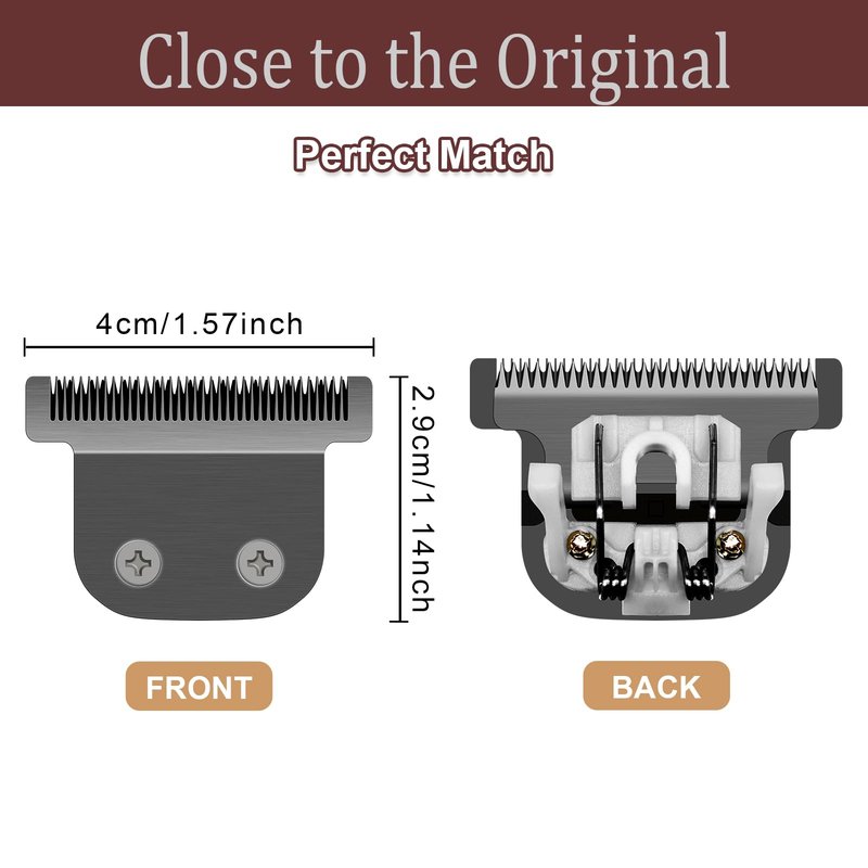 40mm Replacement Detachable Stainless Steel T Blade Compatible with Wahl All in One Lithium Ion Trimmer 2144 9818 9818L 9864 9864SS 9888 9854 9860 (Black 3 Pack)
