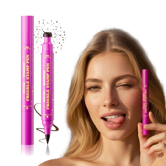 2 Pcs Freckles Stamp Pen, 2026 New Dual-Ended Waterproof Freckle Pen, Realistic Long-Lasting Freckles Makeup, Smudge-Proof Fake Freck Pen for Natural (Deep Brown)