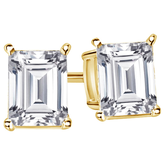 14K Yellow Gold 0.5 Carat Radiant Shape LAB GROWN Diamond IGI Certified Stud Earrings for women 4 Prong Push Back (E/F Color VS2/SI1 CLARITY)