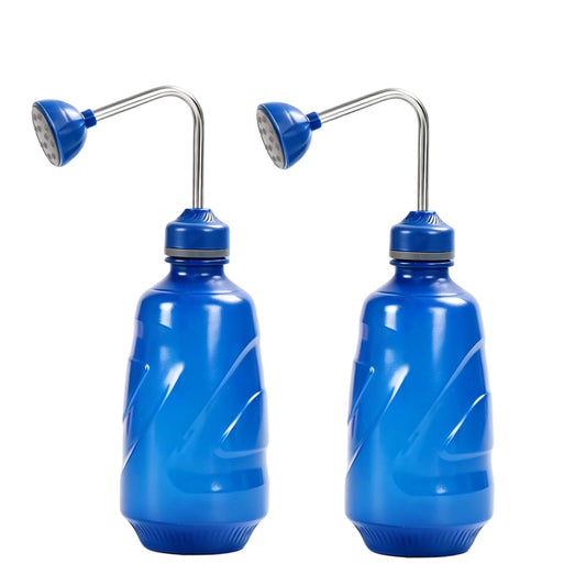 2 Pack Small Watering Can, 2 in 1 Spray Head Functionality, 450ML Squeeze Garden Plant Watering Can for Seedlings Indoor/Outdoor Plants(Blue)