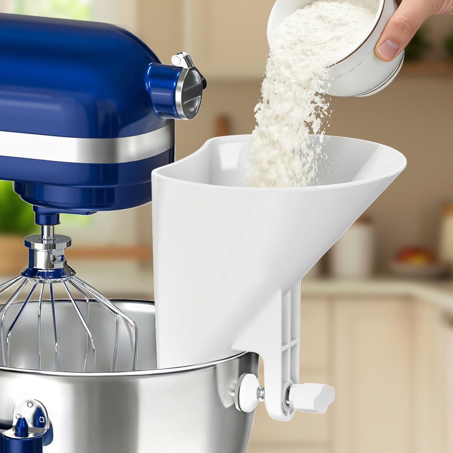 KingofKings Funnel for Kitchen Aid Accessories and Attachments, Flour Funnels for Kitchenaid Mixer Attachments, Wide Mouth Pouring Chute Baking Supplies for Cake, Mother Day Gift for Women, Mom