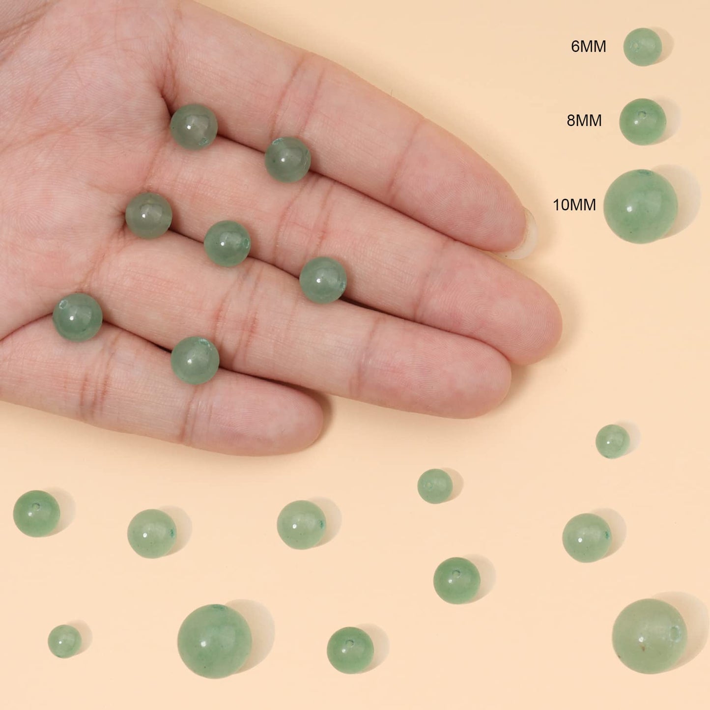 60pcs 6mm Natural Stone Beads Green Aventurine Beads Energy Crystal Healing Power Gemstone for Jewelry Making, DIY Bracelet Necklace