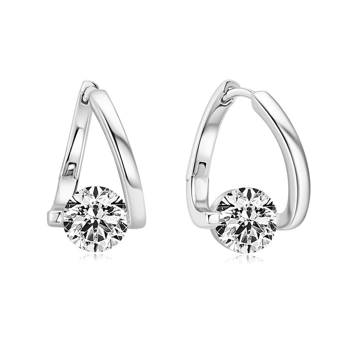 Lymphatic Earrings for Women Silver Zircon Hoop Huggie Earrings Dainty Fashion Jewelry Gifts