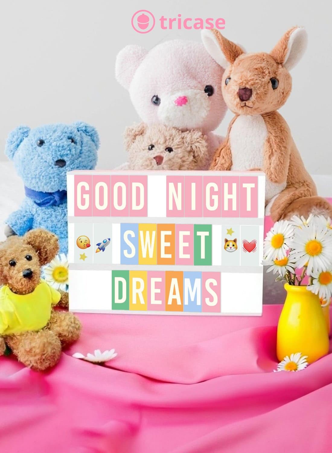 Pink Cinema Light Box with 312 Letters, Emojis & 3 Markers - Led Light Box Sign for Home & Pink Room Decor - Premium Light Up Letter Board - Best Gift Idea for Women & Girls on Christmas or Birthdays