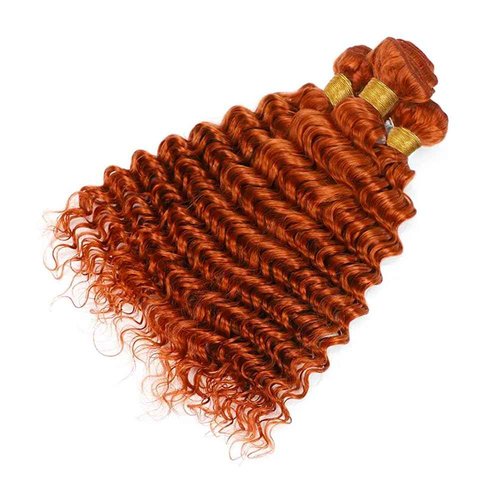Suhkrpt 24 26 28 Inch Ginger Human Hair Bundles Color 350 Deep Wave Orange Hair Extensions