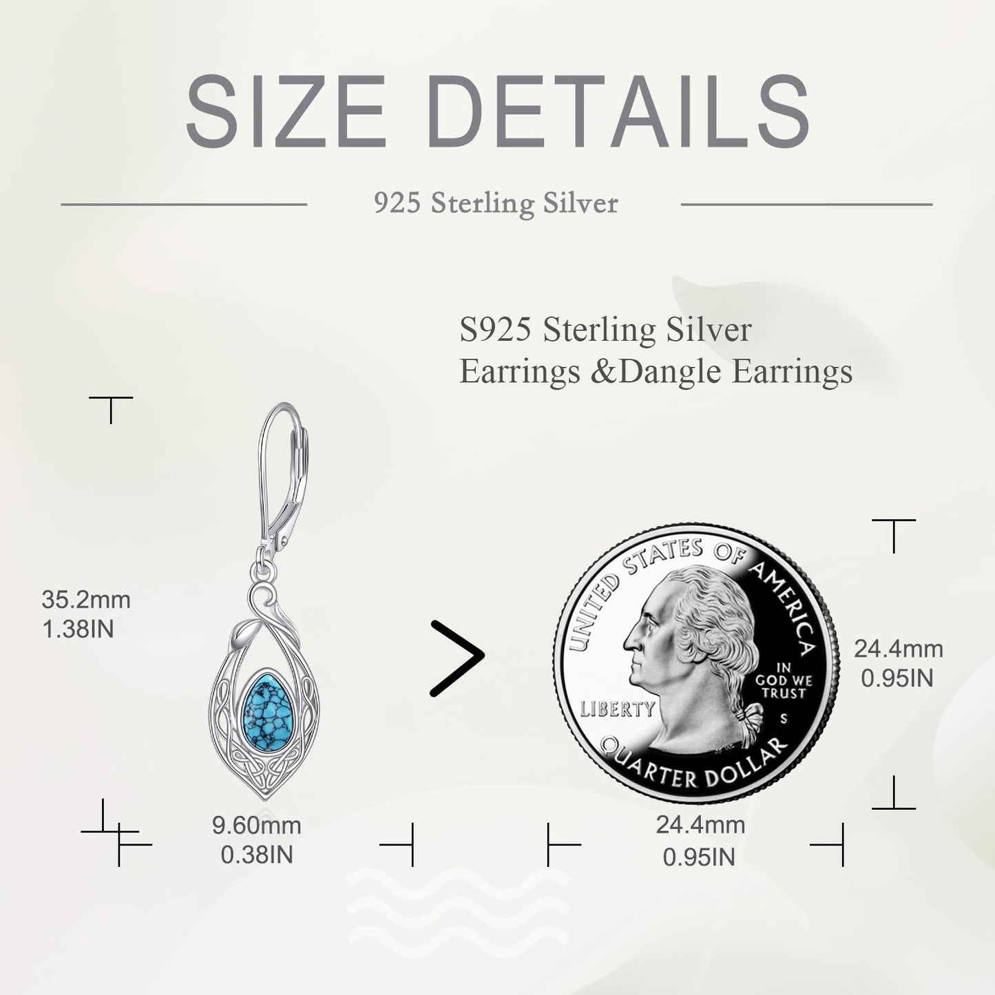 925 Sterling Silver Turquoise Earrings for Women Dangle Filigree Teardrop Leverback Earrings Birthday Mothers Day Jewelry for Mom (Turquoise)