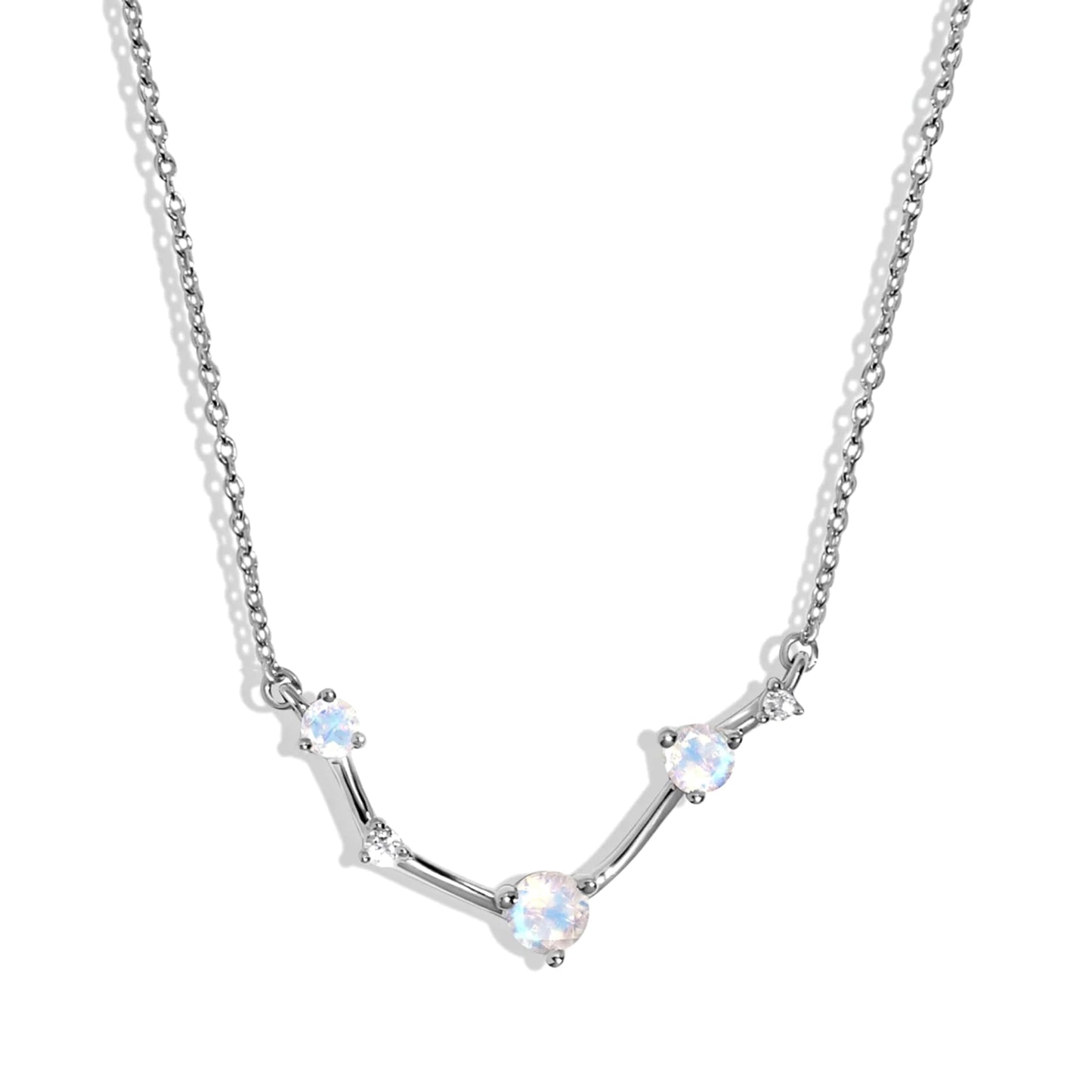 Moon Magic Moonstone Necklace - Aries Zodiac Constellation / 925 Sterling Silver - 18k Rose Gold - Yellow Gold Rainbow Moonstone Necklaces for Women/Authentic Rainbow Crystal Jewelry