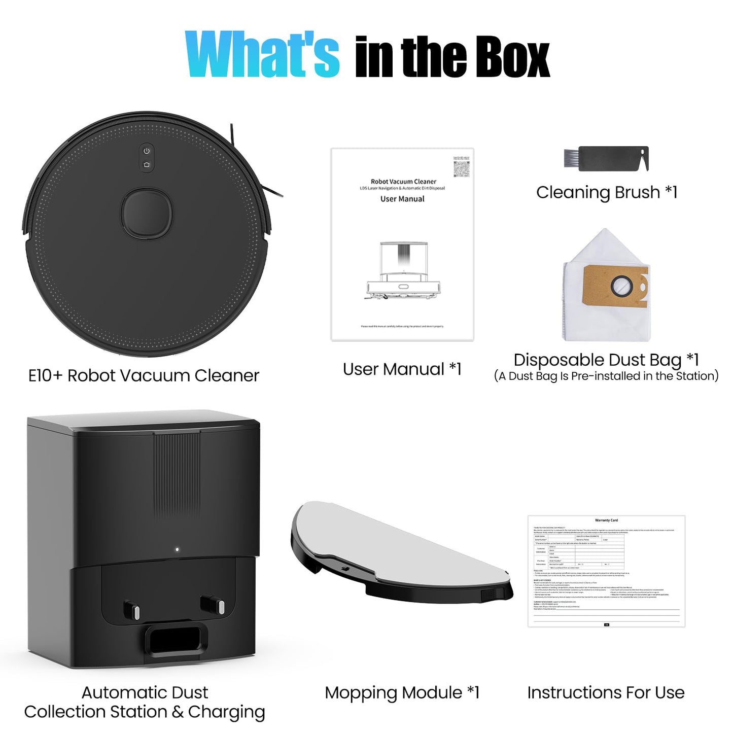 BOTLUXE E10+ Robot Vacuums and Mop, 75-Day Self-Emptying, 8000PA Suction, LiDAR Navigation, Home Mapping, APP ＆ Voice Control, 150Mins Runtime for Pet Hair, Hard Floors, Carpets