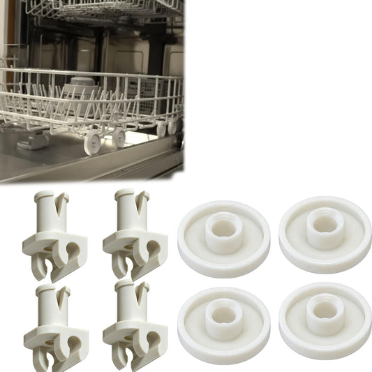 8pcs Dishwasher Rack Rollers and Brackets Replacement Kit Compatible with Miele, Upper Lower Rack Wheel Support Smooth Glide Dishwasher Repair Parts Durable Rack Roller Set