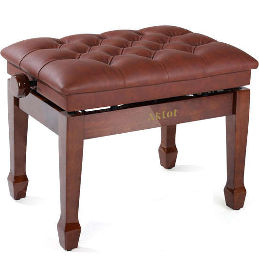 AKLOT Hydraulic Piano Bench, Keyboard Bench with Padded Cushion, Ajustbale Heavy Duty Piano Seat with High-Density Sponge, Piano Stool 23.22"X 15.75" Solid Wooden Piano Chair for Pianist（Walnut