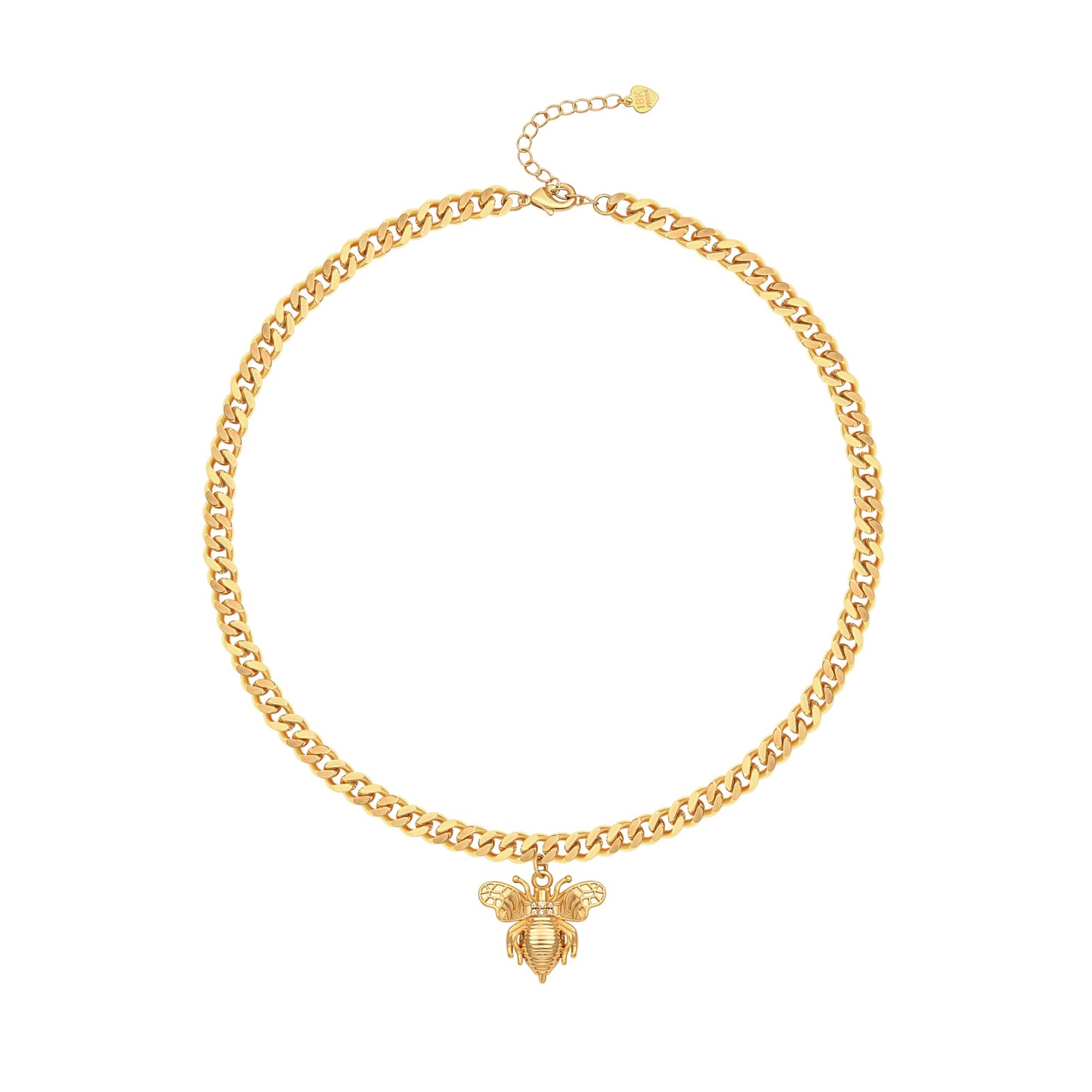 CANEVINKA 18K Gold Plated Necklace for Women Bee Pendant Necklace Handmade Jewelry with Adjustable Necklace Chain Thick Cuban Link Chain Fashion Chunky Necklace