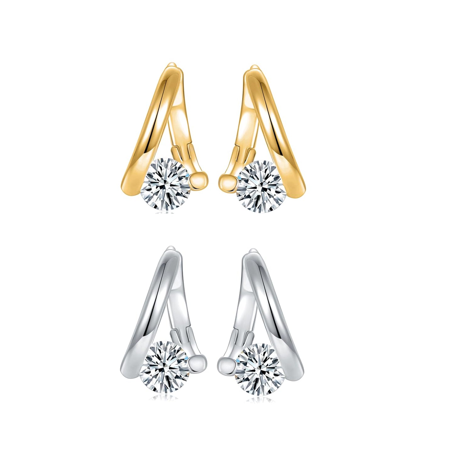 Halolux Lymphvity Germanium Earrings for Women Atheniz Lymphatic Drainage Earrings Gold Silver Cubic Zirconia Hoop Earrings Trendy Jewelry for Women (Gold+Silver)