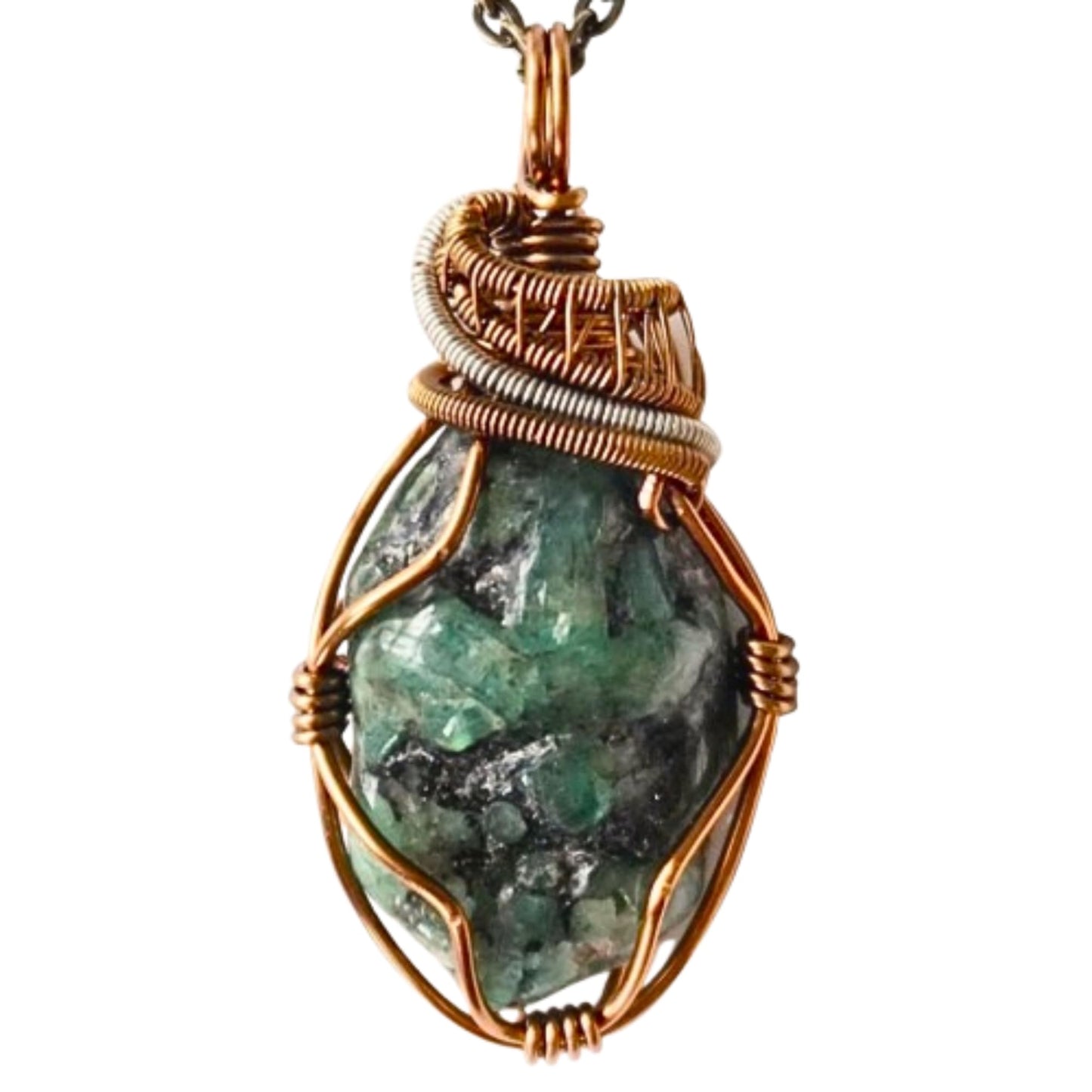 Designs by Nature Gems Emerald Necklace For Women, Raw Crystal Pendant Jewelry, Unique Birthstone Necklaces For Women, Bronze Jewelry Birthday Gifts For Women, Mothers Day Gifts, New Mom Gifts