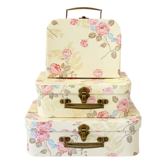 Amedoo Paperboard Suitcases(Set of 3), Gift Boxes With Lids For Presents, Photo Storage, Dolls, Perfect for Home Decoration, Baby Shower Wedding, Birthday, Christmas and New Year Decor(Yellow Flowers)