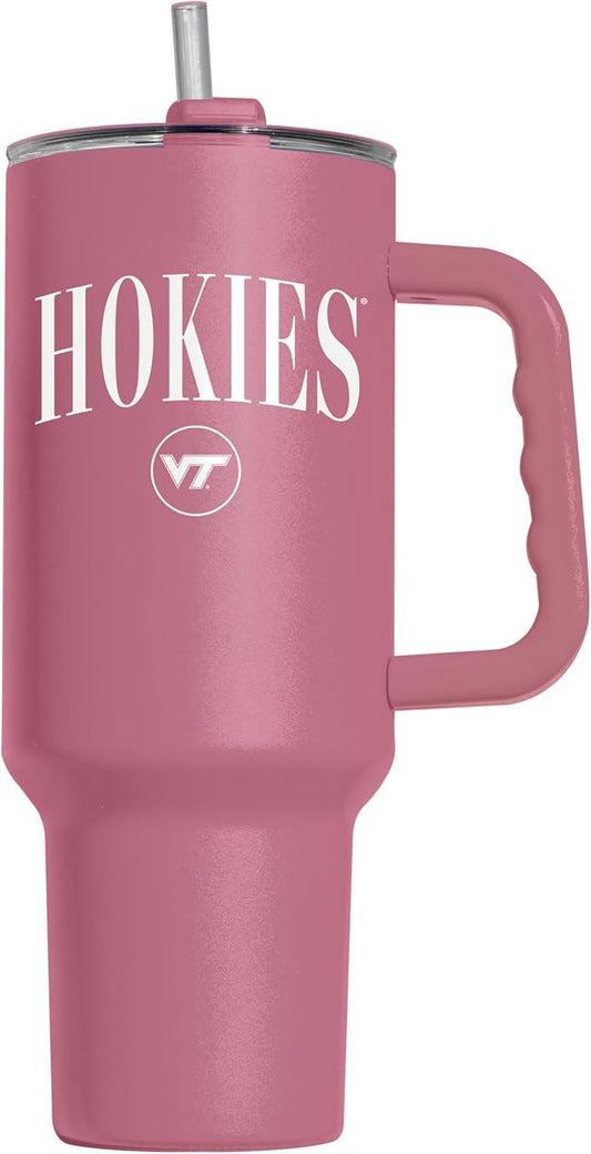 Logo Brands NCAA Virginia Cavaliers 40oz Cinch Berry Powder Coat Tumbler Powder Coat Tumbler - Double-Wall Insulated, Reusable Straw, Rugged Handle