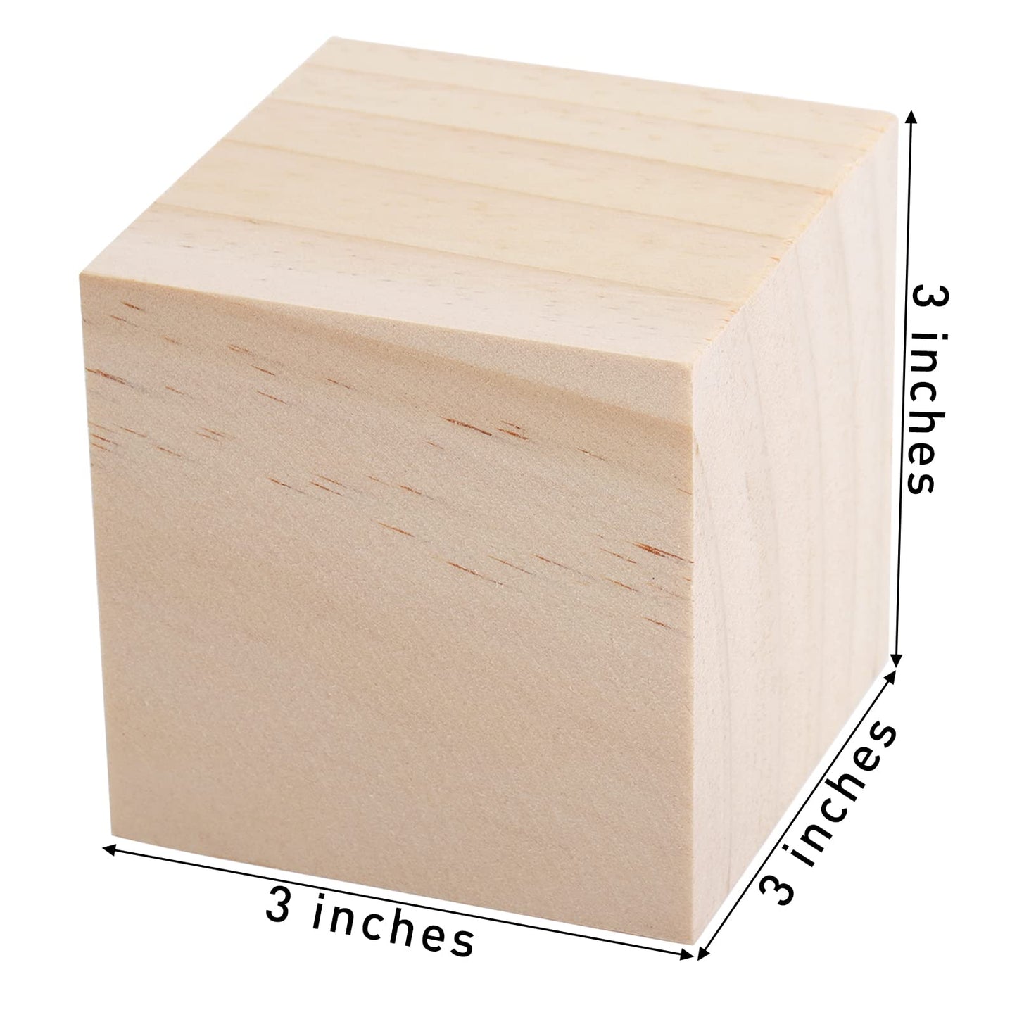 Tosnail 6 Pack 3 Inches Unifinished Wooden Cubes Wooden Blocks - Great for Crafts Making