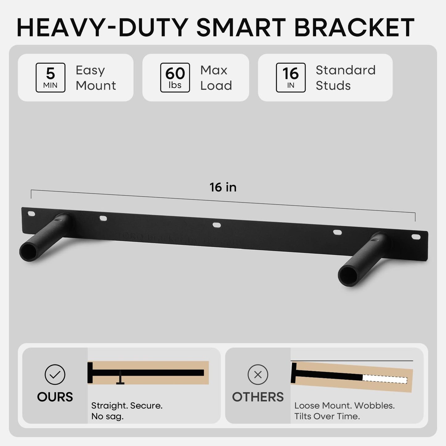 Homeforia Black Floating Shelves 24 inch, High End Solid Real Wood 24inch Bathroom Floating Shelf for Wall Mounted, Black Wooden 24in Floating Shelves, Heavy Duty Bracket, 24 X 6.5 X 1.75 in, Set of 2