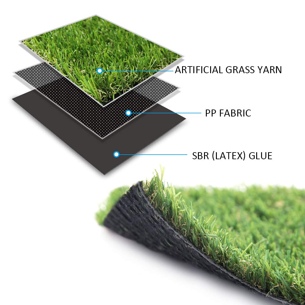 Griclner Artificial Grass Lawn Turf 10 FT x 20 FT(200 Square FT) 0.8inch Realistic Synthetic Grass Mat, Indoor Outdoor Garden Lawn Landscape for Pets,Fake Faux Grass Rug with Drainage Holes