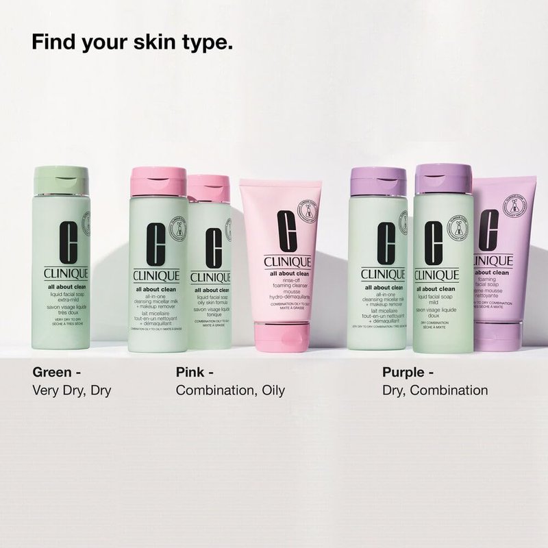 Clinique All About Clean Liquid Facial Soap | Gentle Face Cleanser For Oily Skin | Type 3 & 4 Face Wash | Step 1 in 3-Step Skin Care Routine, 13.5 Fl Oz