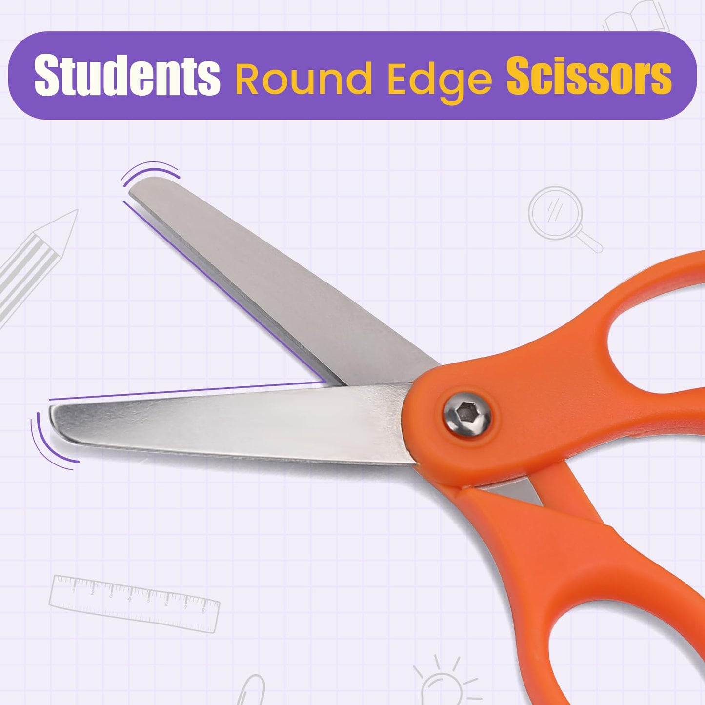 36 Packs Kids Scissors, Scissors for School, Safety Blunt Tip 5 Inch School Student Blunt Tip Kids Craft Safety Comfort Grip for Children Cutting Paper