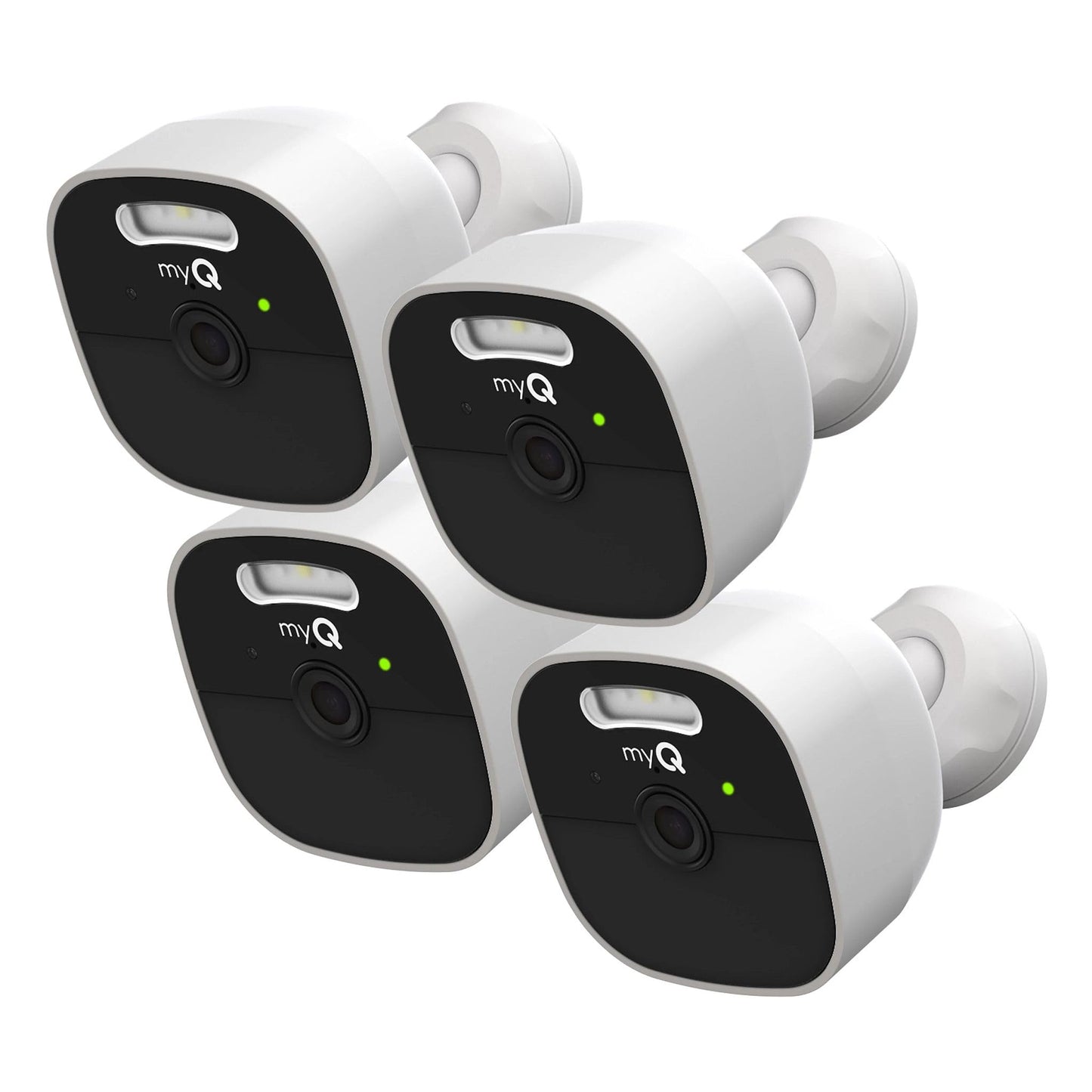 myQ Outdoor Battery Camera | 2K Camera, Color Night Vision, Spotlight, Motion Alerts, Live View with Two-Way Talk, Wireless, Weather-Resistant, Outdoor, White, 4 Pack