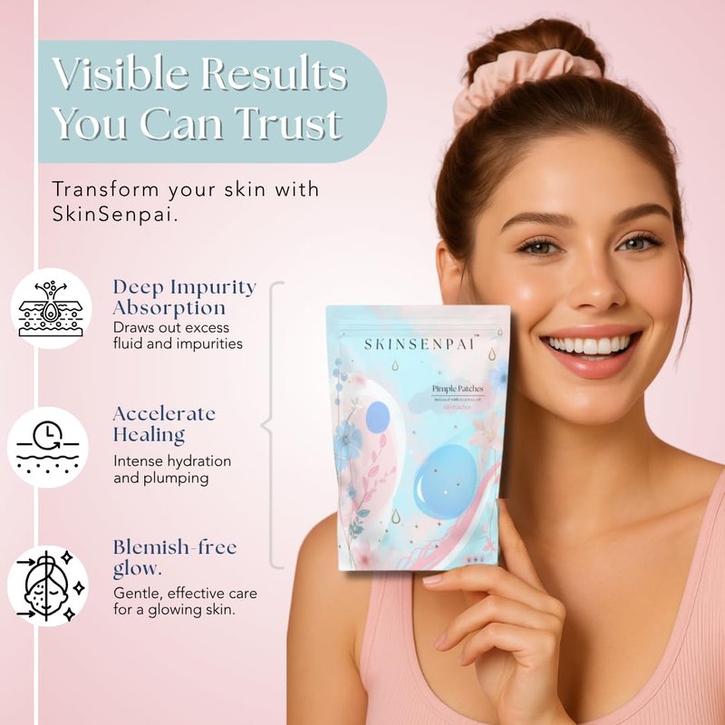 SKINSENPAI™ Pimple Patches – 120 Count Ultra-Thin & Transparent Hydrocolloid Stickers – Gentle Patches for Face and Skin Care – Spot Stickers for Day and Night Use