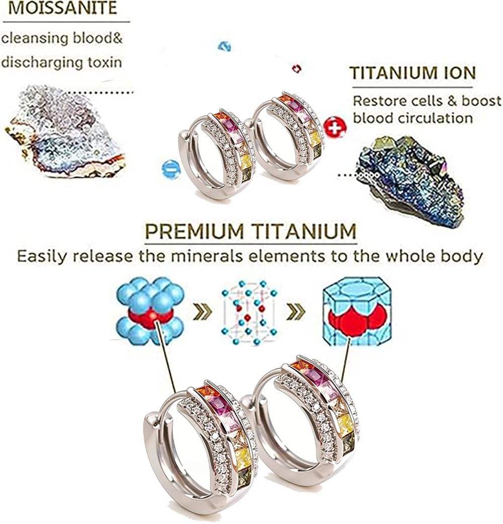 Histone Lymphatic Earring For Women, Lovefinity™ Honorable Joy Halolux Lymphvity Magnetotherapy Germanium Earrings Hoop Jewelry Gifts (CZ Colorful+White)