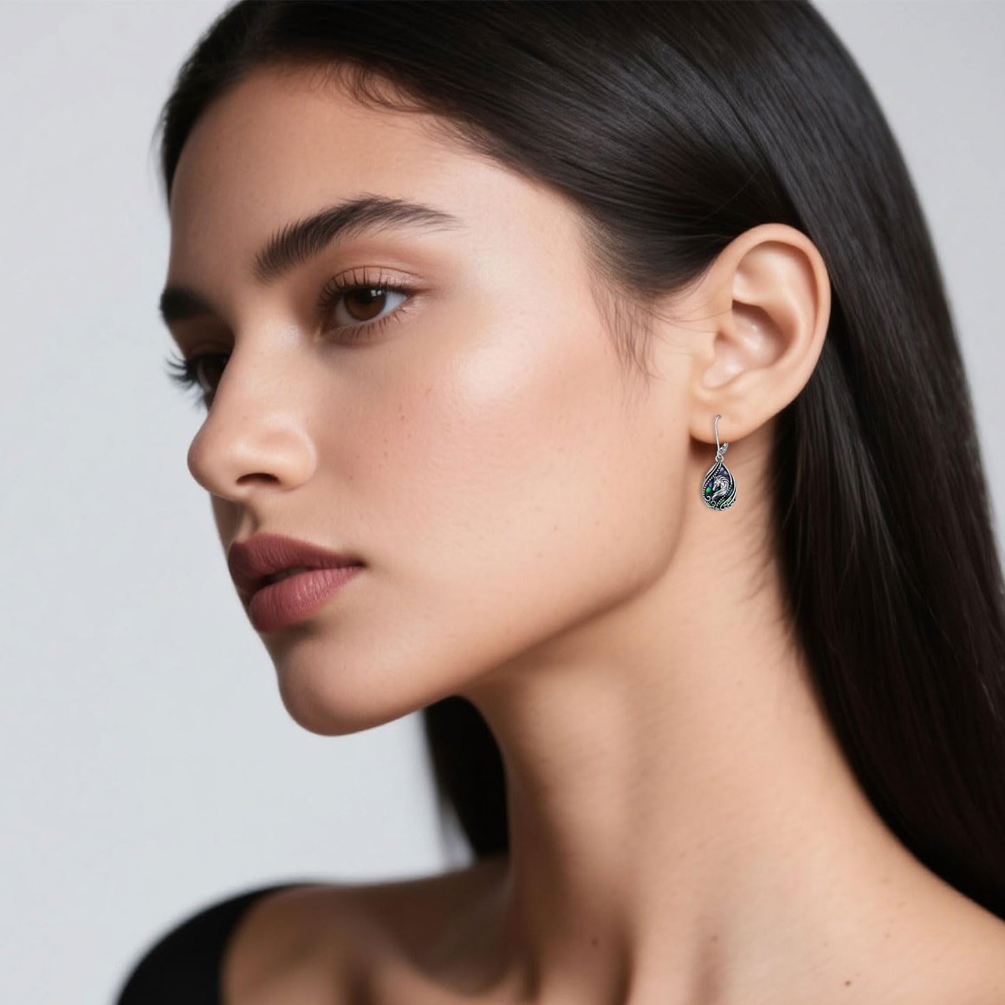 YYmqmq Horse Dangle Earrings for Women 925 Sterling Sliver Abalone Shell Earrings Leverback Western Jewelry Horse Gifts for Women Girlfriend Mom Birthday Gifts