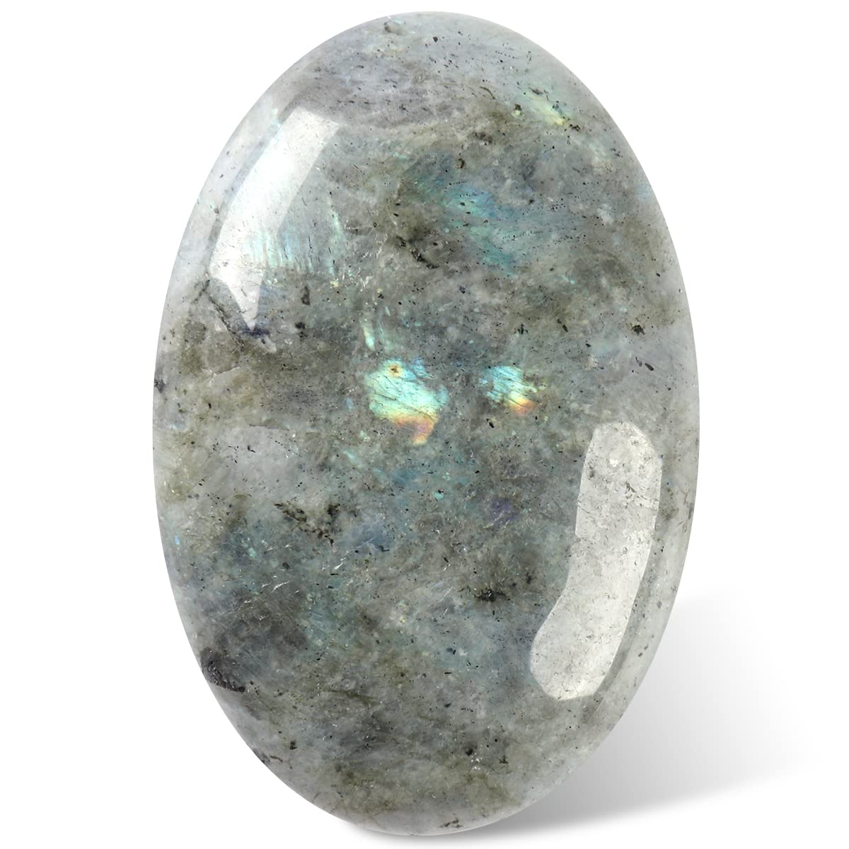 CASMON White Moonstone Oval Palm Stones, Pocket Worry Stone for Anxiety Stress Relief Therapy, Natural Polished Energy Stone Healing Crystal (1PC)