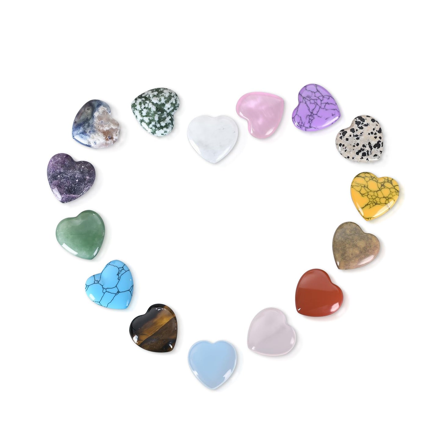 Ditind 15PCS Mixed Color Heart Healing Crystals – Handcrafted Gemstones for Meditation, Chakra Balancing, Energy Healing & Witchcraft, Crystals and Healing Stones for Positive Vibes