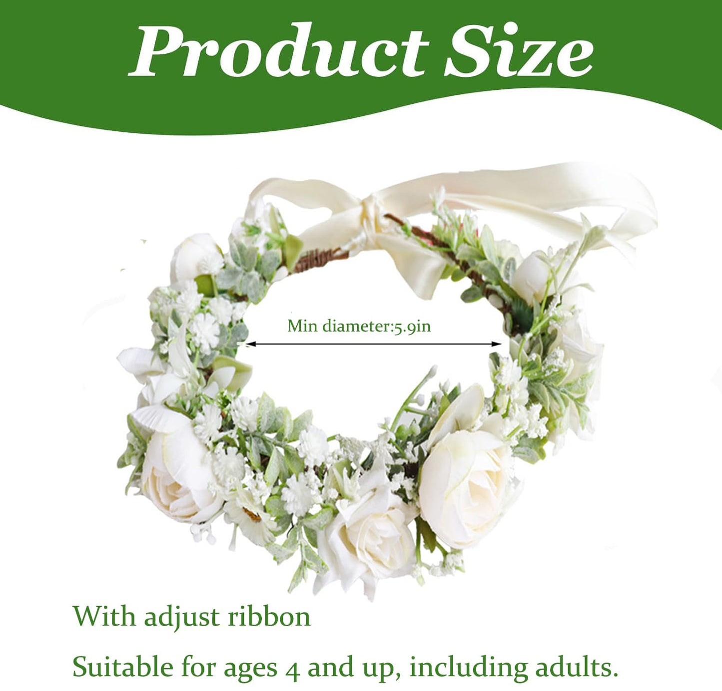 DreamLily Maternity Woodland Photo Shoot Peony Flower Crown Hair Wreath Wedding Headband BC44 (Style 10 Ivory Peony)