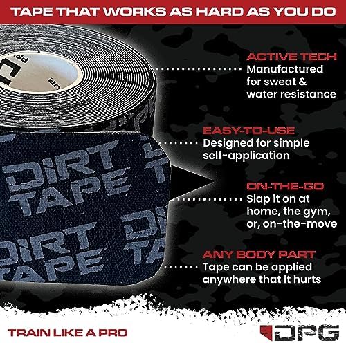 Premium Cotton, Elastic Kinesiology Athletic Tape, 3 Continuous Uncut roll (16.4 feet Long). Latex Free, Hypo-Allergenic, Water Resistant (Black with Logo)