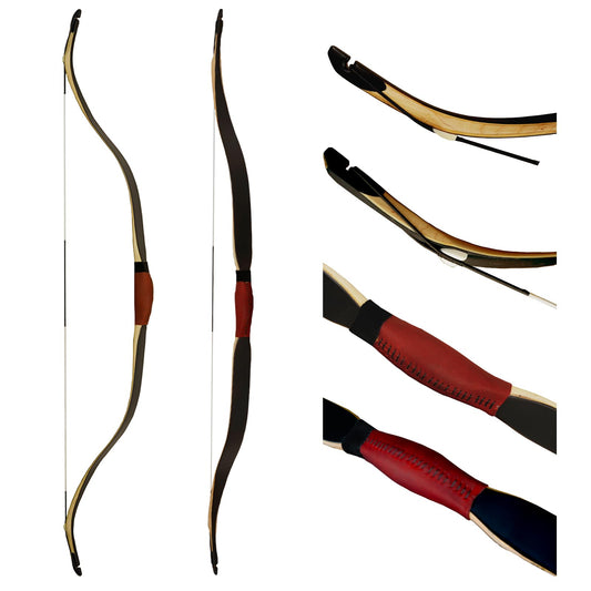 AF Archery Turkish Recurve Bow, 50" High-Performance Traditional Laminated Hunting Horse Bow for Adults Youth Beginners Enthusiasts and Hunting (Black Turkish, 50LBS)